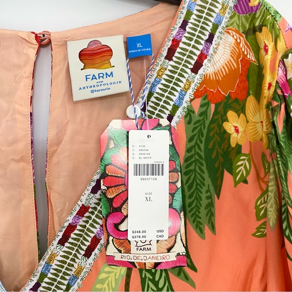Farm Rio x Anthropologie Long-Sleeve V-Neck Maxi Dress XL NWT - Picture 4 of 6